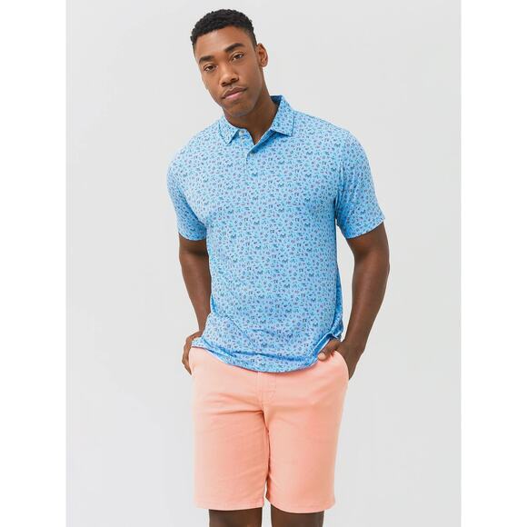 PETER MILLAR SEASIDE DRIRELEASE NATURAL TOUCH PARTY PARROTS POLO Blue Size Large - Picture 1 of 15